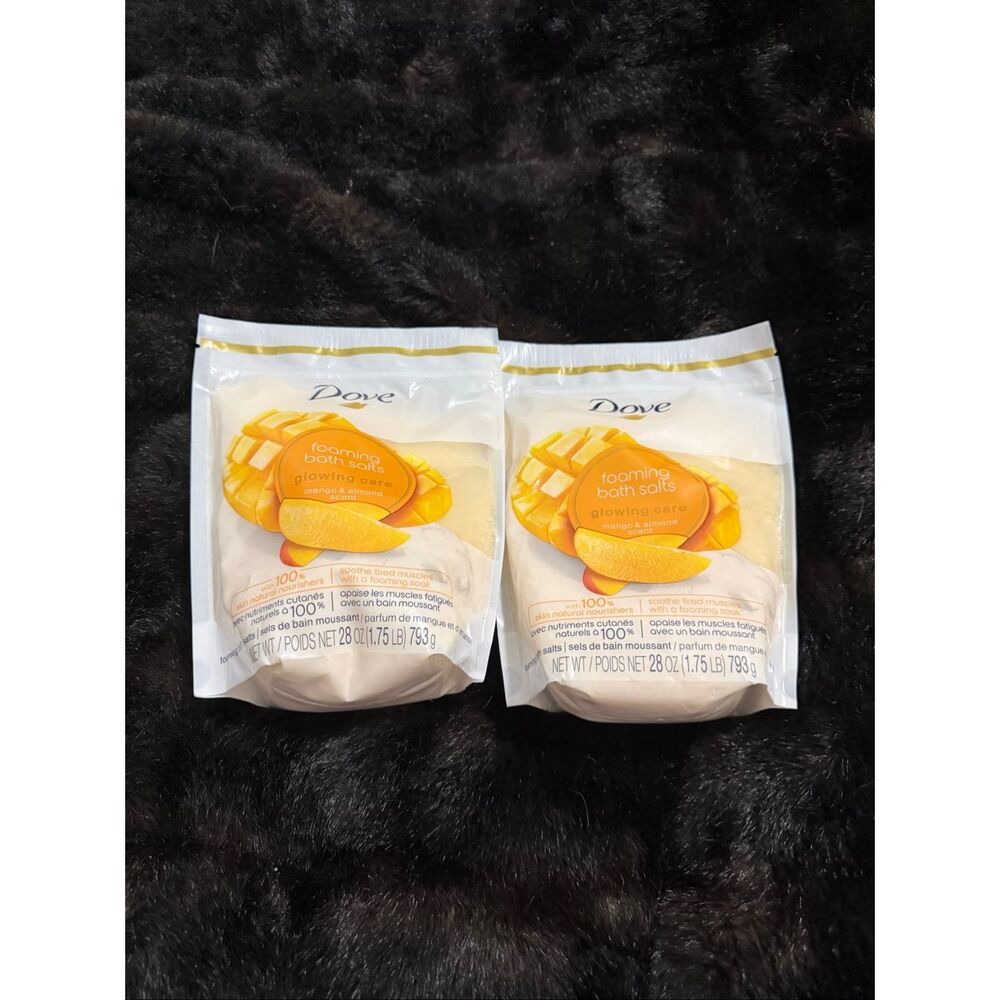 Dove Glowing Care Foaming Bath Salts Mango and Almond, 28 Oz x 2